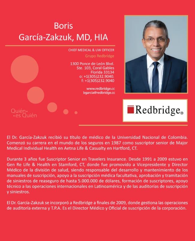 ¿Quién es Quién? Boris García-Zakzuk,MD,Hia, Chief Medical & Uw Officer en Redbridge 1 Boris 2026