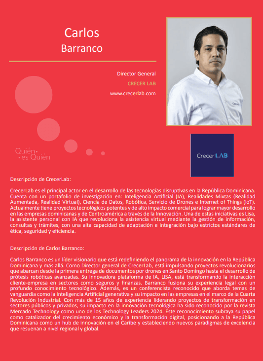 ¿Quién es Quién? Carlos Barranco Gerente General CRECERLAB 1 Captura de pantalla 2025 08 27 071346